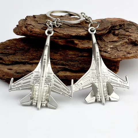 3D Zinc Alloy Fighter Jet Keychain Military Aircraft Model Pendant Silver J-20 J-35 J-15 Plane Keychain For Men Aviation Souvenir Gift