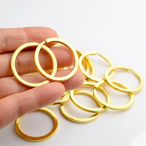 32mm Metal Flat Split Key Ring For DIY Keychain Making Circular Hardware Loop Accessories Gold Silver Polished Keyring For Home Office Keys