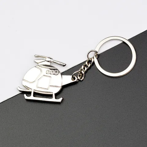 Creative Zinc Alloy Metal Helicopter Keychain Aircraft Model Key Ring Pendant For Men Women Business Graduation Office Gift
