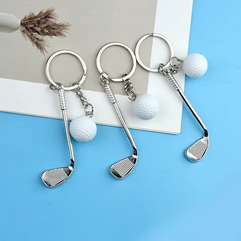 Creative Zinc Alloy Golf Keychain With Mini Club And White Ball Pendant Bag Charm Fashion Sport Souvenir Gift For Men Women