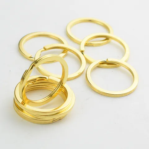 32mm Metal Flat Split Key Ring For DIY Keychain Making Circular Hardware Loop Accessories Gold Silver Polished Keyring For Home Office Keys