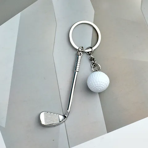 Creative Zinc Alloy Golf Keychain With Mini Club And White Ball Pendant Bag Charm Fashion Sport Souvenir Gift For Men Women