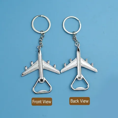Kreativ Flugzeug Form Zinklegierung Schlüsselanhänger Mit Flaschenöffner Funktion Tragbare Poliert Metall Bieröffner Damen Herren