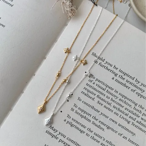 S925 Sterling Zilveren Achtpuntige Ster Ketting Voor Vrouwen Vintage Ruit Zirkonia Hanger Sleutelbeen Ketting Sieraden
