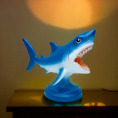 Creative Great White Shark Night Light Resin Statue Simulation Ocean Animal Desktop Decoration USB LED Lamp Home Office Ornament Gift
