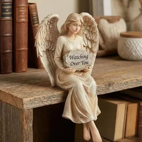 Beschermengel Plank Zitter Hars Figuur Thuis Decor Waakt Over Je Engel Standbeeld Sympathie Memorial Cadeau Voor Vrouwen