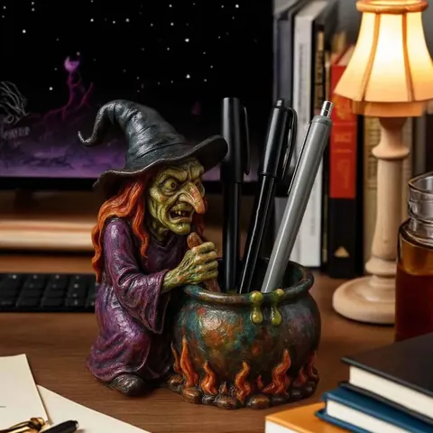 Halloween Μολυβοθήκη Καζάνι Μάγισσας Δημιουργικό Διακοσμητικό από Ρητίνη Μαγικό Δοχείο Οργανωτής Γραφείου Διακόσμηση