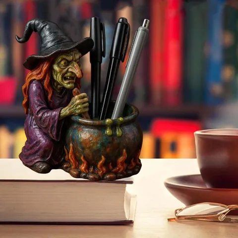 Halloween Μολυβοθήκη Καζάνι Μάγισσας Δημιουργικό Διακοσμητικό από Ρητίνη Μαγικό Δοχείο Οργανωτής Γραφείου Διακόσμηση