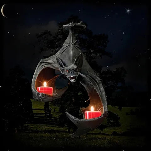Gothic Resin Bat Wall Tealight Holder Halloween Decoration Hanging Candle Holder For Home Party Haunted House Ornament
