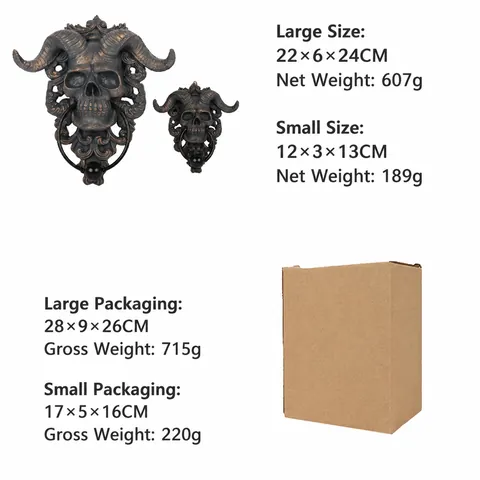 Gothic Resin Ram Skull Wall Hanging Sculpture Vintage Bronze Baphomet Decorative Door Knocker For Home Halloween Decor