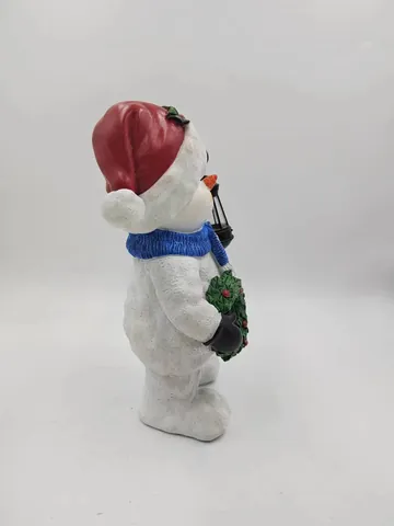 Mini Resin Christmas Snowman Figurine Statue With LED Light Up Lantern Holiday Xmas Tree Tabletop Decor For Home Party