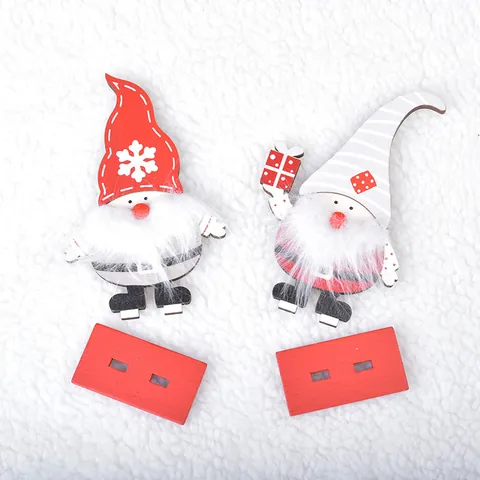 Wooden Christmas Gnome Ornaments Nordic Tomte Desktop Decoration With Faux Fur Beard For Xmas Home Window Display Gift