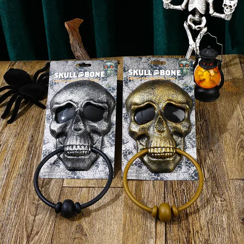 Halloween Horror Skull Doorbell With Glowing Eyes And Scary Sound Animated Haunted House Party Props Door Decoration Skeleton Door Knocker
