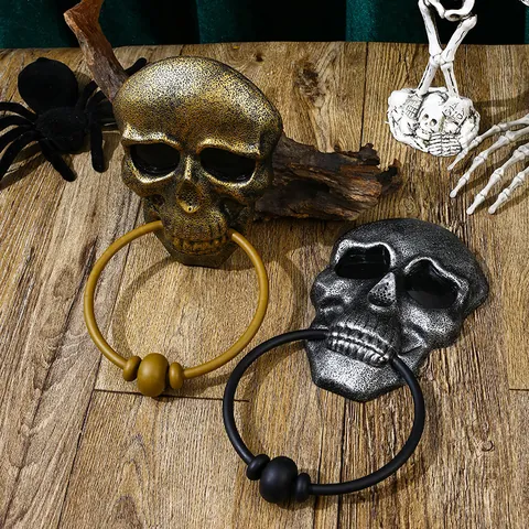 Halloween Horror Skull Doorbell With Glowing Eyes And Scary Sound Animated Haunted House Party Props Door Decoration Skeleton Door Knocker
