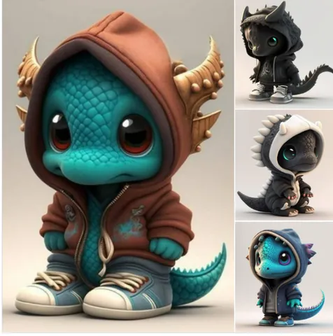 Creative Resin Trendy Dinosaur Ornament Wearing Hoodie Sneakers Q Version Dragon Figurine For Halloween Christmas Desktop Home Decor