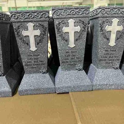Zonne-energie Memorial Grafvaas Hars Steentextuur Kruis Roos Buiten Begraafplaats Decoratie Tuinbeeld Ornament Herdenkingsgeschenk