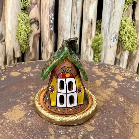 Amerikanische Hütte Kunstharz Räuchergefäß Handbemalt Märchenhaus Rückfluss Räucherstäbchenhalter Für Heim Büro Dekor Geschenk