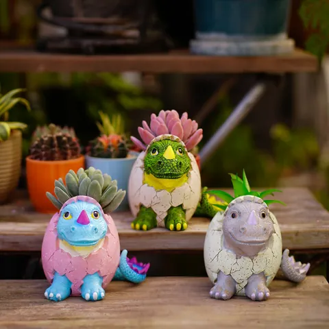 Creative Cartoon Dinosaur Egg Hatchling Pen Holder Resin Desktop Miniature Figurine Ornament For Stationery Storage Decoration