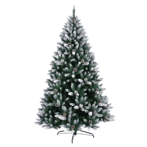 Realistic Flocked Christmas Tree With Natural Pine Cones PE Material Snow Effect Artificial Tree With Metal Stand Home Decor