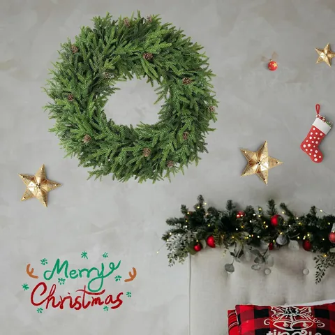 Künstlicher Weihnachtskranz Mit PE Kiefernadeln Natürlichen Tannenzapfen Rebenbasis Für Haustür Wandbehang Pastoraler Heimschmuck