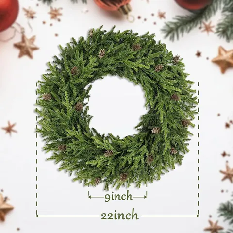 Künstlicher Weihnachtskranz Mit PE Kiefernadeln Natürlichen Tannenzapfen Rebenbasis Für Haustür Wandbehang Pastoraler Heimschmuck