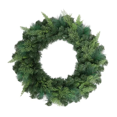 Künstlicher Weihnachtskranz PVC Kiefernnadel Grün Innen Außen Haus Deko Feiertag Party Hotel Dekoration Grüner Kranz