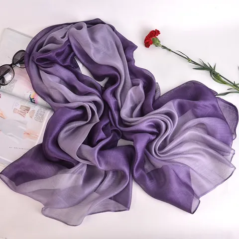 Dames Ombre Sjaal Moerbeizijde Modal Mix Lichtgewicht Elegant Zonbescherming Grote Omslagdoek Voor Reizen Strand