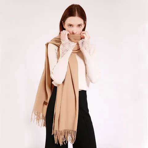 Morbida Sciarpa In Viscosa Tinta Unita Con Nappine Per Uomo Donna Inverno Caldo Imitazione Cachemire Grande Scialle Elegante Stile Pashmina