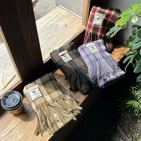 Women Retro Plaid Scarf Autumn Winter Thick Warm Tassel Shawl Wrap Polyester Imitation Cashmere Checkered Scarf Gift For Her