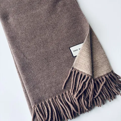 Elegant Women Double Sided Wool Scarf Solid Color Thickened Warm Shawl With Tassel Fringe For Autumn Winter Luxury Wrap