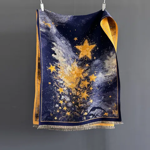 Bufanda Larga Jacquard Con Patrón Cielo Estrellado Y Borlas Chal De Imitación Cachemira Cálido Para Mujer Otoño Invierno