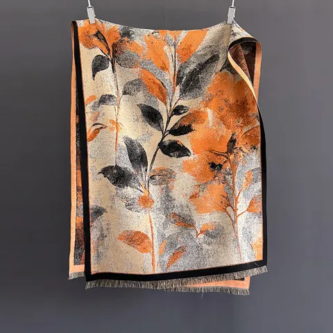 Sciarpa Vintage con Stampa Floreale Grande Scialle in Finto Cashmere con Nappine Morbido e Caldo Scaldacollo Invernale da Donna