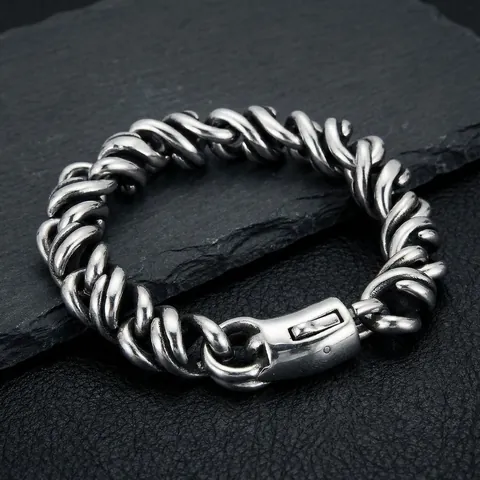 Pulsera De Cadena Trenzada Para Hombre Acero Inoxidable 316L Pulido Heavy Metal Estilo Punk Rock Con Cierre De Hebilla