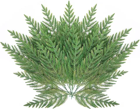 Rami di Pino Norfolk Artificiali Aghi di Pino Verdi Ghiacciati per Ghirlanda di Natale Fai-da-te Decorazione
