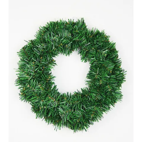 Artificial Christmas Wreath Green PVC Pine Needle Round Door Garland For Holiday Home Party Festival Wall Decoration