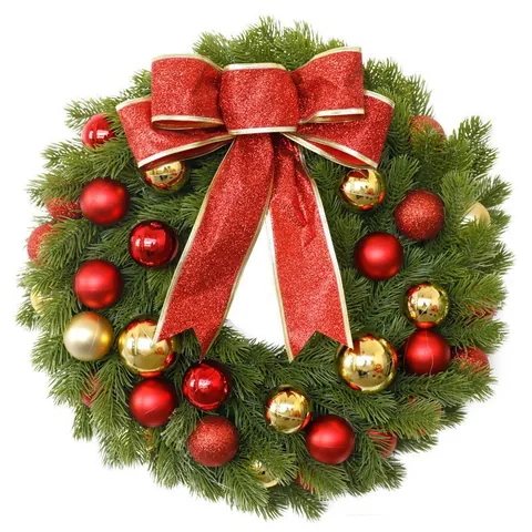 Ghirlanda di Natale Con Luci LED Calde Bacche Rosse Pigne Fiocco PE Ghirlanda Artificiale per Decorazione Porta Parete Casa