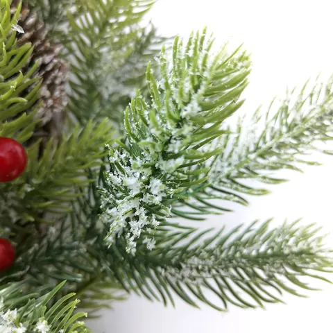 Ghirlanda di Natale in Aghi di Pino PE Fioccata di Neve Con Pigne Bacche Rosse Per Porta Parete Decorazione Domestica Ghirlanda Artificiale