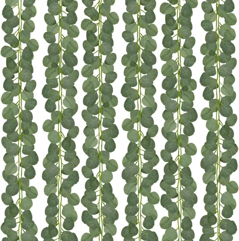 Artificial Eucalyptus Garland Green Faux Eucalyptus Leaves Rattan For Wedding Party Table Fireplace Home Decor Hanging Vines