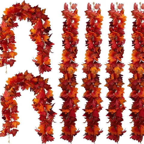 Artificial Autumn Maple Leaf Garland Simulation Foliage Vine For Thanksgiving Halloween Christmas Home Decoration Autumn Style Hanging Plants
