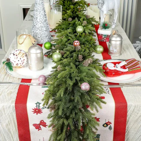 Künstliche Norfolk Kiefer Zedern Girlande Mit Natürlichen Kiefernzapfen Für Weihnachten Tisch Kaminofen Winterurlaub Haus Dekoration