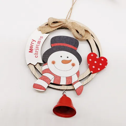 Decorazioni Natalizie Pendenti in Legno Babbo Natale Pupazzo di Neve Renna Con Campanello in Metallo Rosso Per Albero di Natale Festa Casa