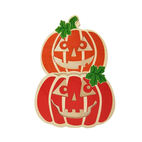 Halloween LED Lighted Wooden Desktop Ornaments Ghost Pumpkin Skull Cat Decor For Holiday Home Party Table Centerpiece