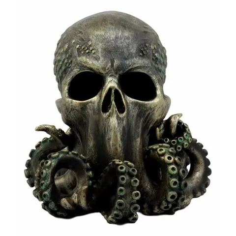Cthulhu Skelet Inktvis Standbeeld Hars Gotisch Schedel Bureau Ornament Brons Finish Home Decor Halloween Cadeau Figuur