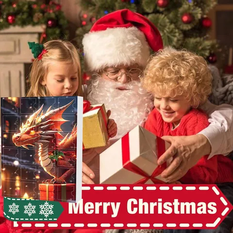 Calendario de Adviento de Navidad Tema Dragón Caja de Cuenta Regresiva Colgantes de Acrílico de Dragón Regalo de Decoración