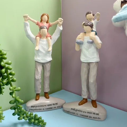 Figura de Padre E Hijo de Resina Estatua Minimalista Sin Rostro Con Inscripción En Español Para Decoración Del Hogar Regalo Del Día Del Padre