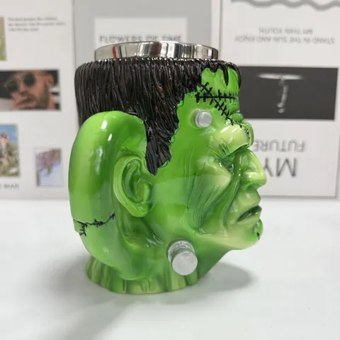 Kreativer Frankenstein Kopf Becher 3D Horror Kaffeetasse Mit Edelstahl Innenauskleidung Harz Außenseite Halloween Party Deko Geschenk