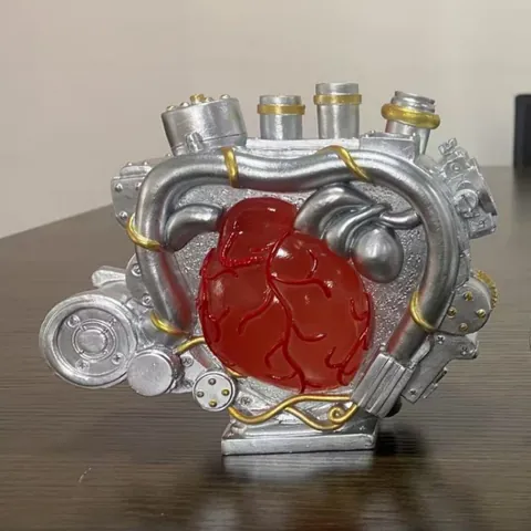 Steampunk Mechanical Heart Engine Ornament Resin Anatomical Heart Sculpture Cyberpunk Industrial Style Desk Decoration Art