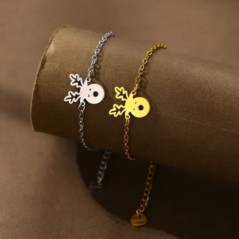Bracciale in Acciaio Inossidabile con Alce Renna per Donna Regalo di Natale Ciondolo Animale Cervo Cavo Gioielli