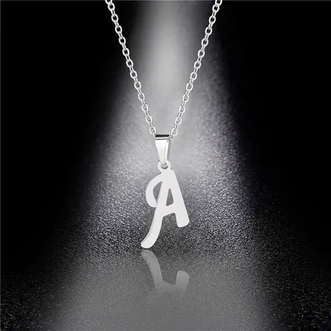Collana con Pendente a Lettera Iniziale in Acciaio Inossidabile Minimalista per Donna Gioielli con Collana Iniziale in Argento Lucido