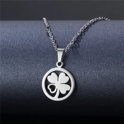 Collana con Pendente in Acciaio Inossidabile 304 Moderna per Donna Gioielli Geometrici Cavi Fiore Cuore Stella Luna Ancora Croce Nota Musicale